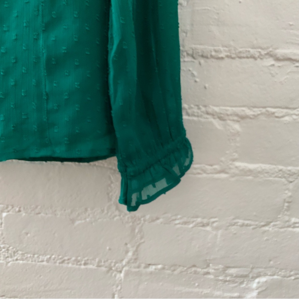 LOFT Green Ruffle Blouse - Picture 7 of 14